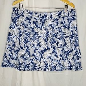 Tranquility Palm Print Activewear Skort Size XXL Blue and White